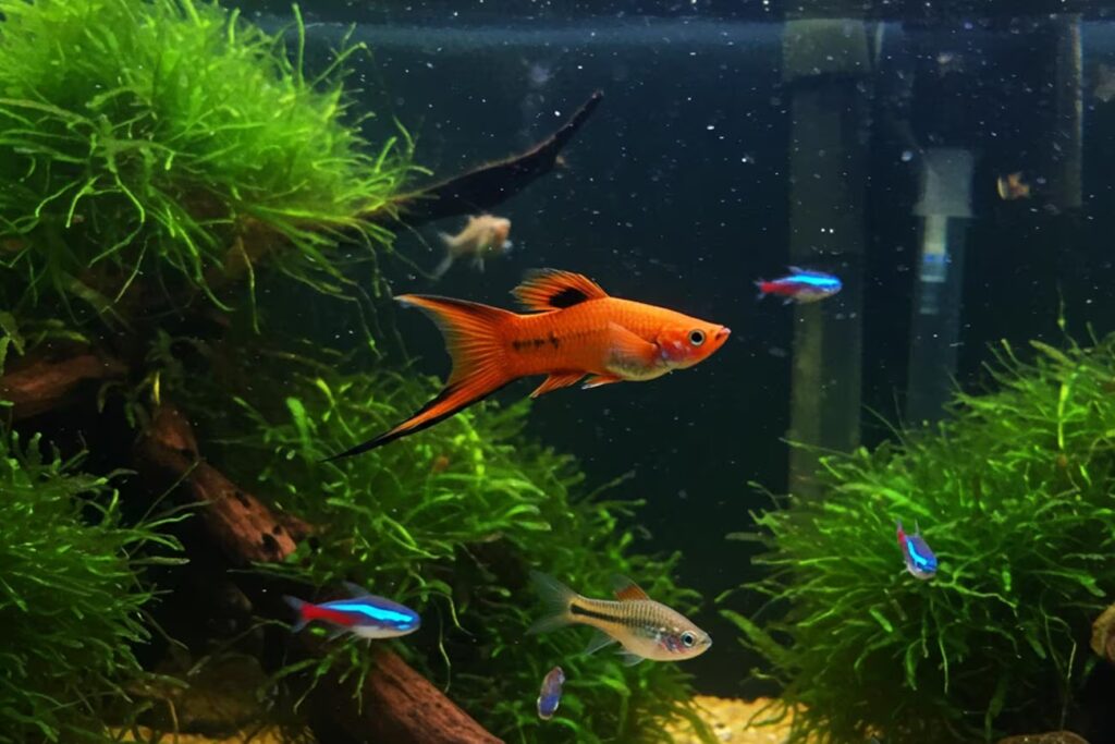 Peixes espadas: Convivência em aquário comunitário